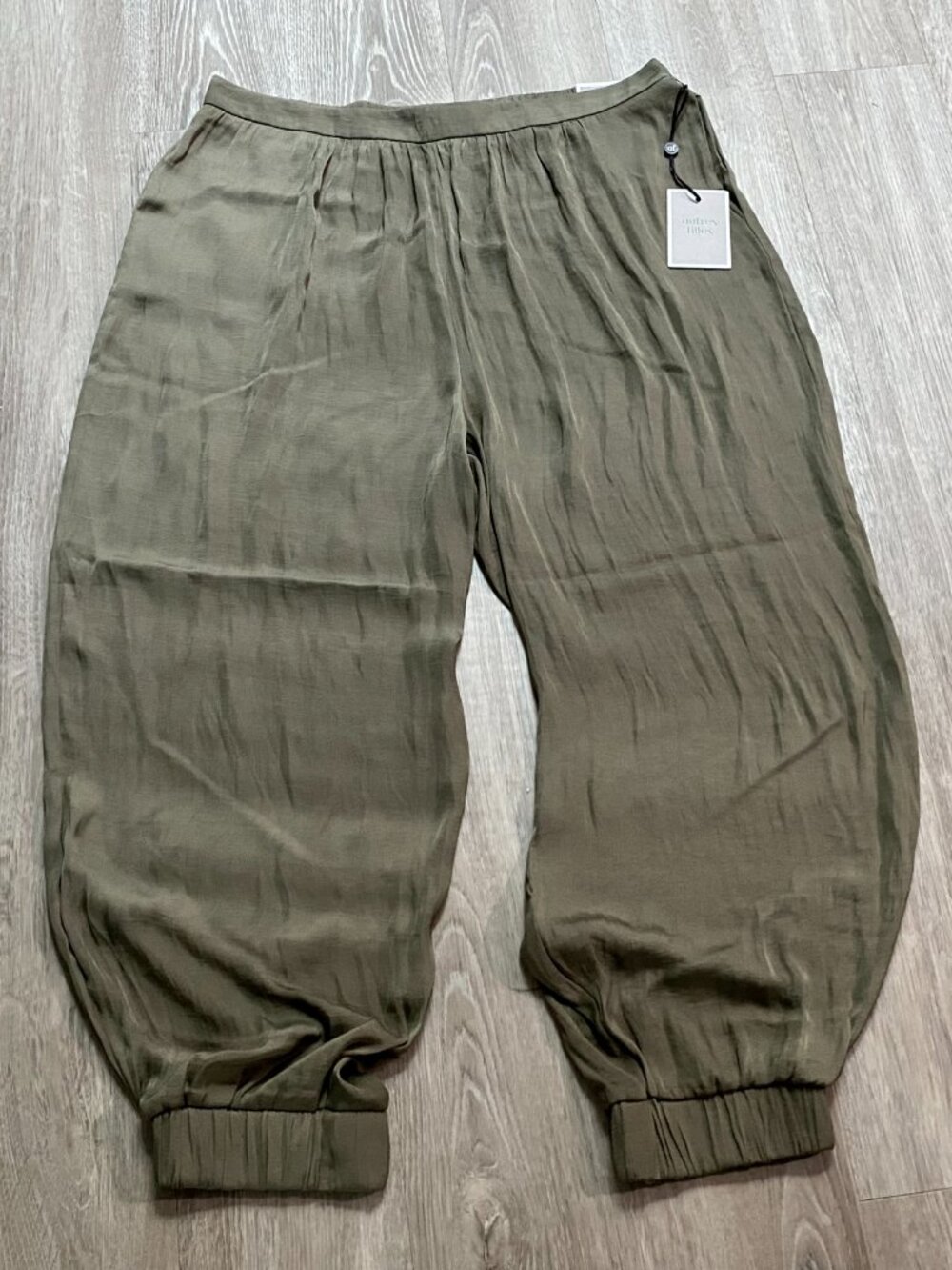 Autres Filles Olive High Rise Pull On Crop Comfort Sport Chic Balloon Pants L